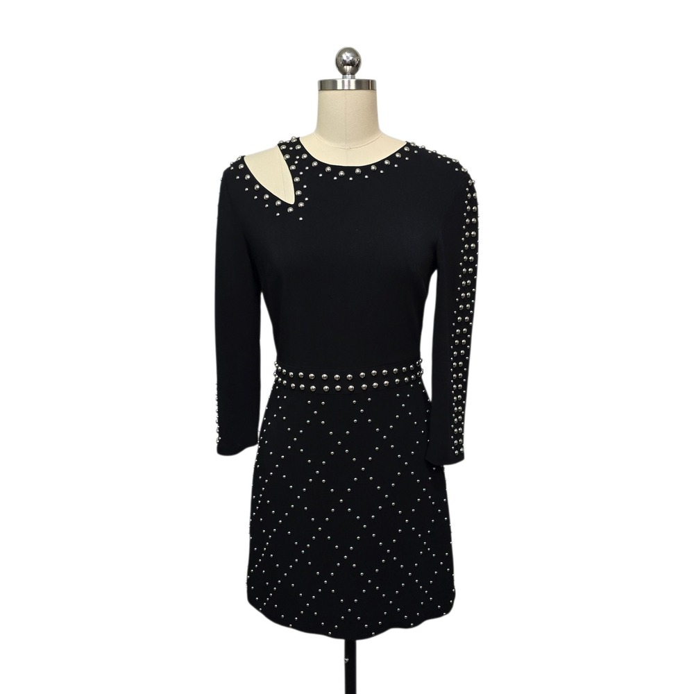 A.L.C. Black Studded Cutout Long Sleeve Mini Dress Women's Size 4
